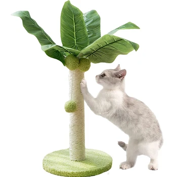 Когтеточка для котенка с милыми зелеными листьями, Когтеточки для кошек с сизалевой веревкой, столбы для кошек, товары для домашних животных из кошачьего дерева