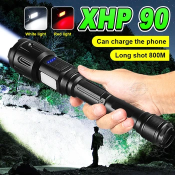 Новейший XHP90 Мощный светодиодный фонарик 18650 Перезаряжаемый Тактический фонарь Высокой Мощности XHP50.2 Светодиодные фонари-вспышки Кемпинговый Фонарь