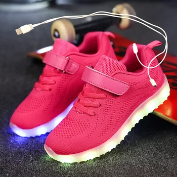 Светящиеся кроссовки 2020 г., Новая детская обувь со светодиодной подсветкой для мальчиков и девочек, USB зарядное устройство, Детские светящиеся кроссовки с легкой подошвой