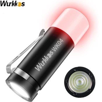 Фонарь Wurkkos WK04 90CRI, двухсторонний перезаряжаемый многофункциональный фонарик с предупреждающим сигналом красного света, мини-размер, управление одной рукой